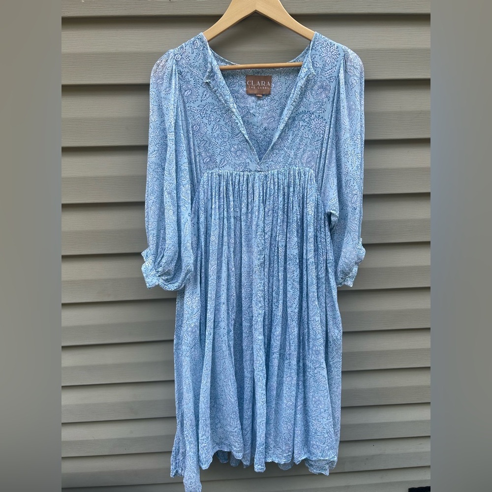 Clara the Label size S flowy lined boho baby blue cottagecore dress India